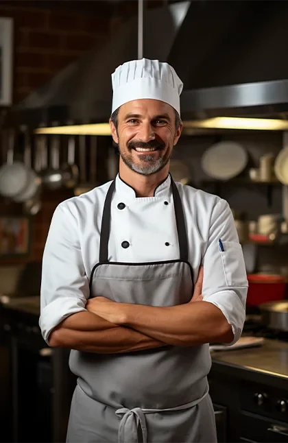 A Chef standing in the kitchen
